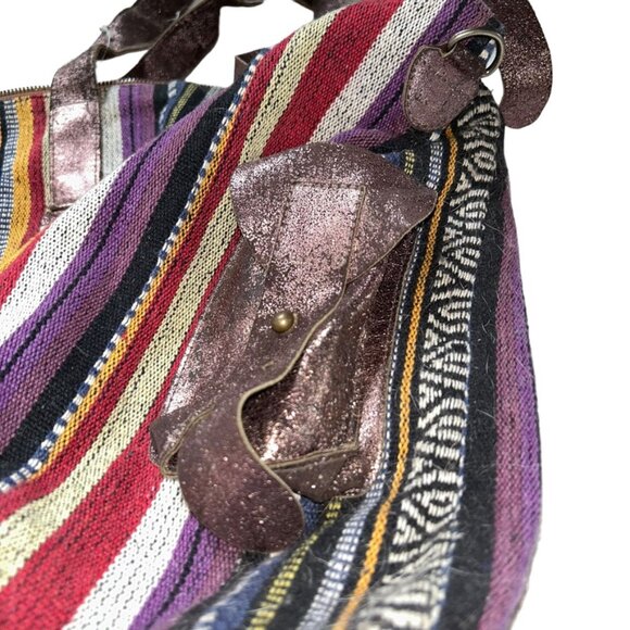 Roberta Roller Rabbit Freymann purple metallic orange woven stripes larg… - Picture 6 of 7